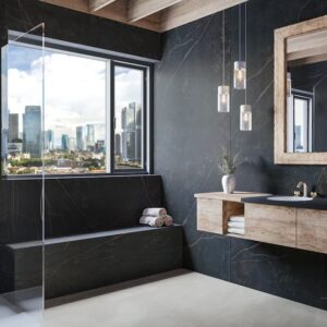 Dekton shower walls black