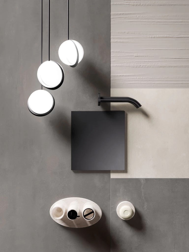Image showcasing concrete effect countertops moldboard highlighting modern interior design possibilities.